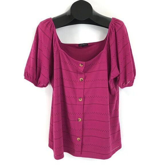 Lane Bryant Square Neck Button Front Top Womens Plus Size 18/20 Festival Fuchsia - Picture 1 of 12